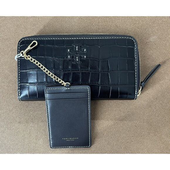 A35 NWT Tory Burch Thea Embossed 2 in 1 Card Case and Continental Wallet - Picture 3 of 8